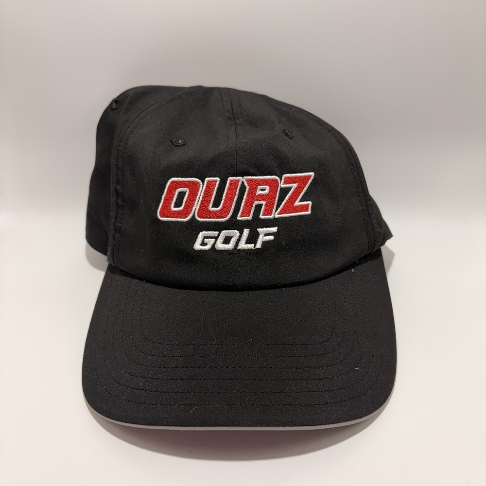 Adidas OURZ Golf Black Performance Adjustable Hat Cap Red White Embroidered